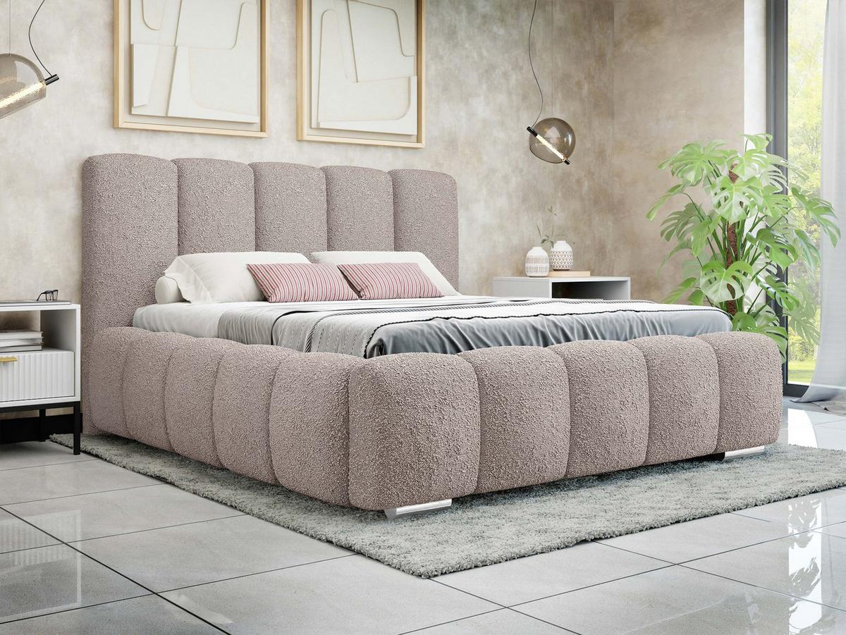 POLSTERBETT Wizko Boucle - Chromfarben/Naturfarben, Holz/Holzwerkstoff (160/200cm) - MIRJAN24