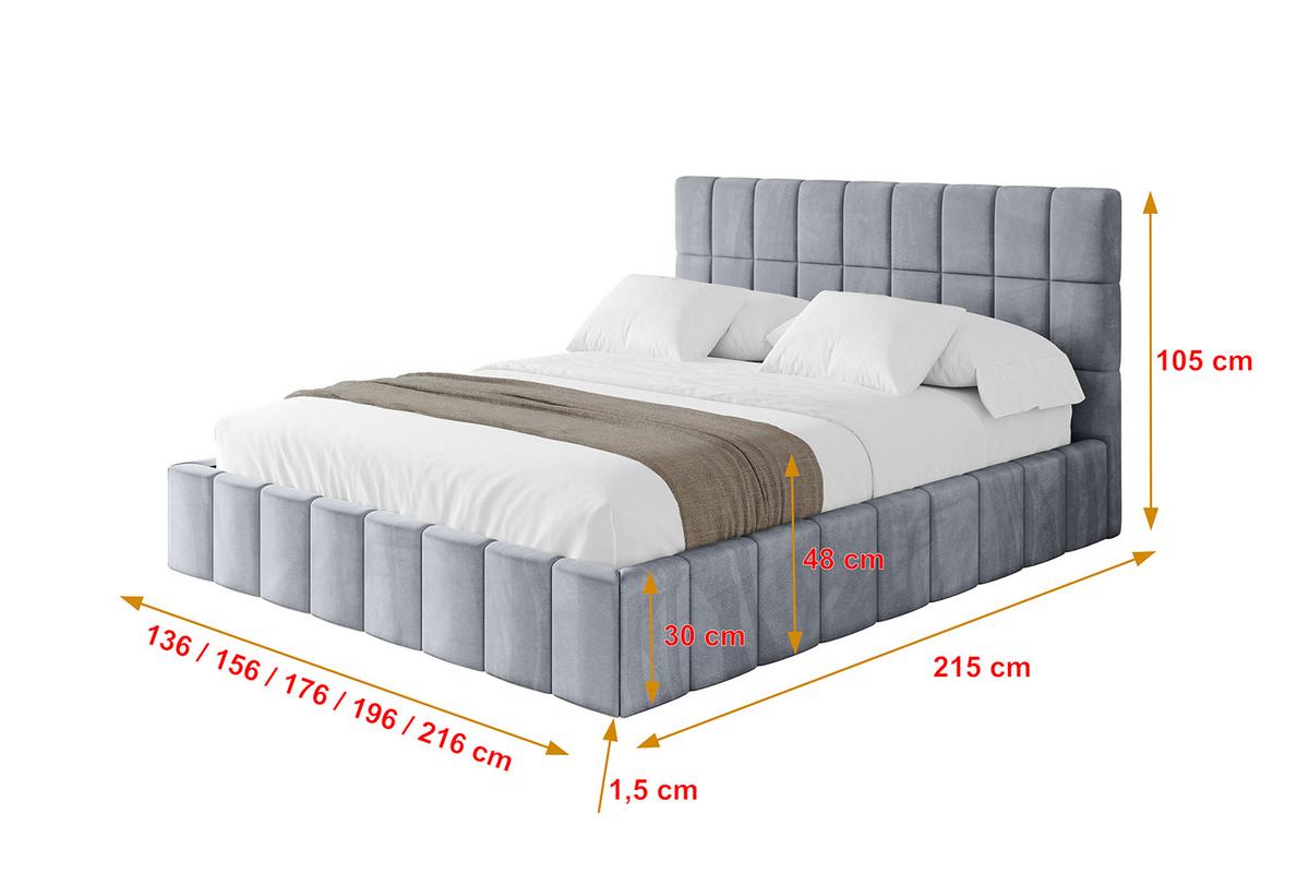 POLSTERBETT mit Bettkasten und Lattenrost, Boxbett ohne Matratze - AMEA 140x200 Grau - Grau, Holzwerkstoff/Textil (140/200cm) - ALTDECOR