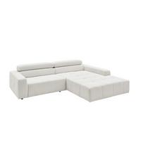 ECKSOFA MIT MOTORISCHEM SITZVORZUG RENO Weiß Cord Relaxfunktion - Schwarz/Weiß, Kunststoff/Textil (258/217cm) - KAWOLA