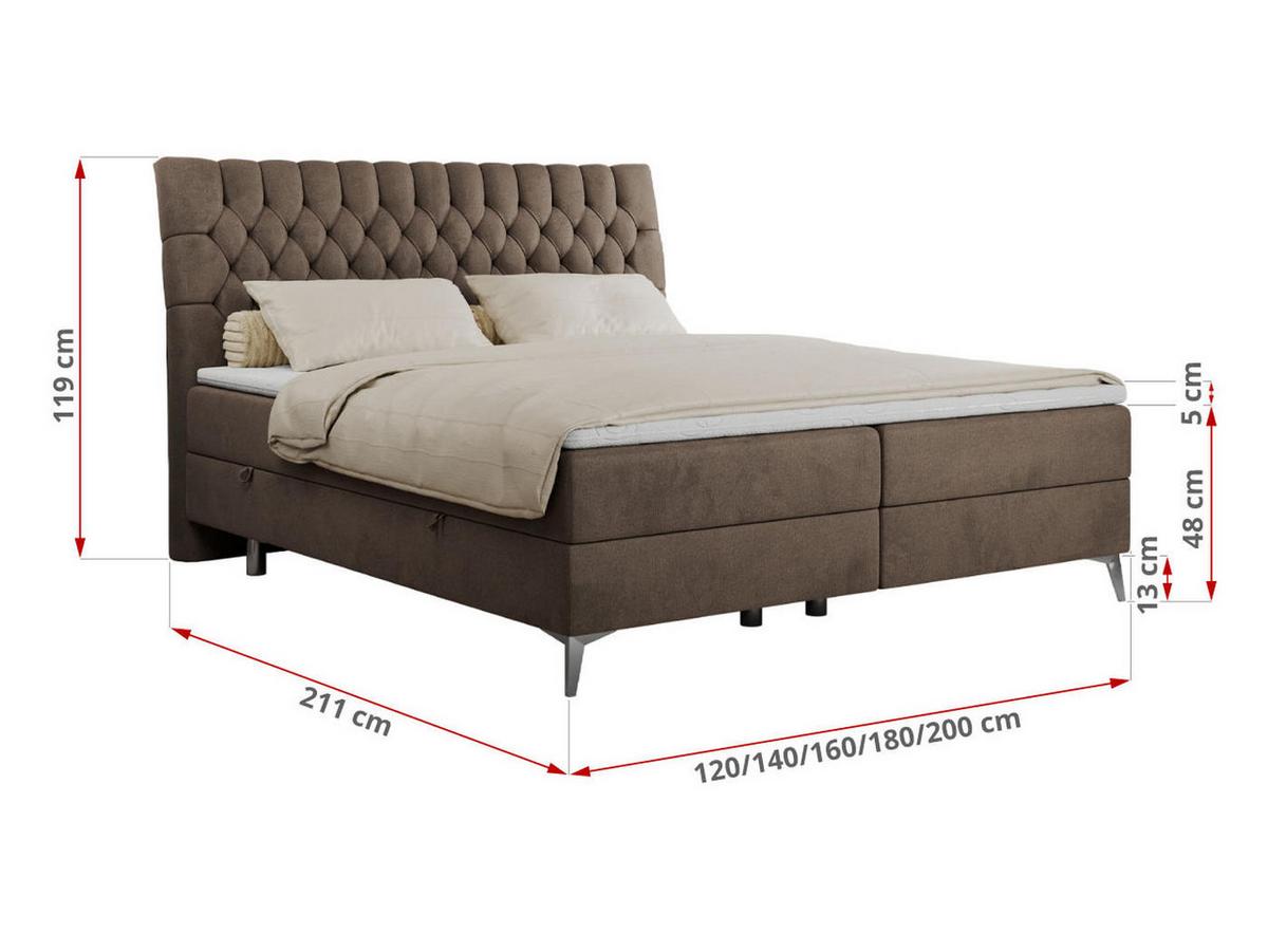 BOXBETT MILEN 120/200 Braun Velvet - H3 - Braun, Holz/Textil (120/200cm) - MKS