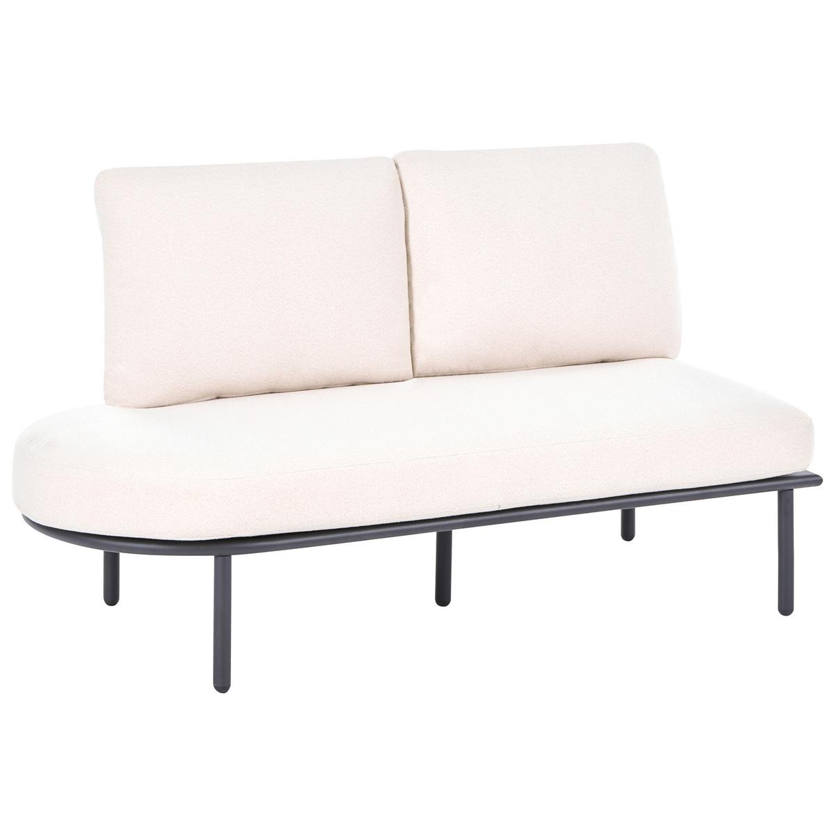 GARTENSOFA mit Tisch 4-Sitzer Metall Schwarz Pollina - Beige/Schwarz, Metall (238/77/162cm) - Beliani