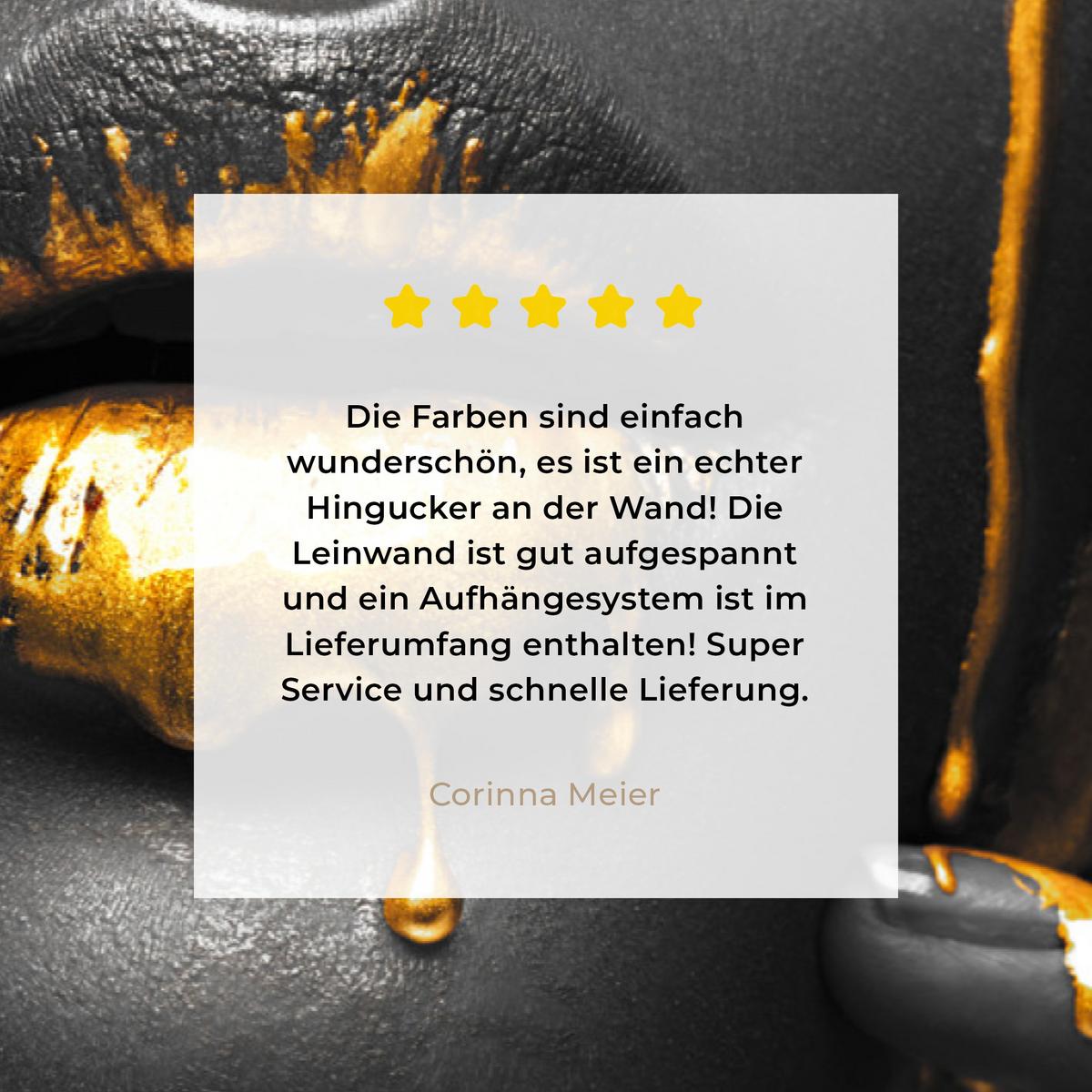LEINWANDBILD Frau - Schwarz - Gold - Gesicht - Lippen Gemälde 60x40 cm - Goldfarben, Textil (60/40cm) - MuchoWow