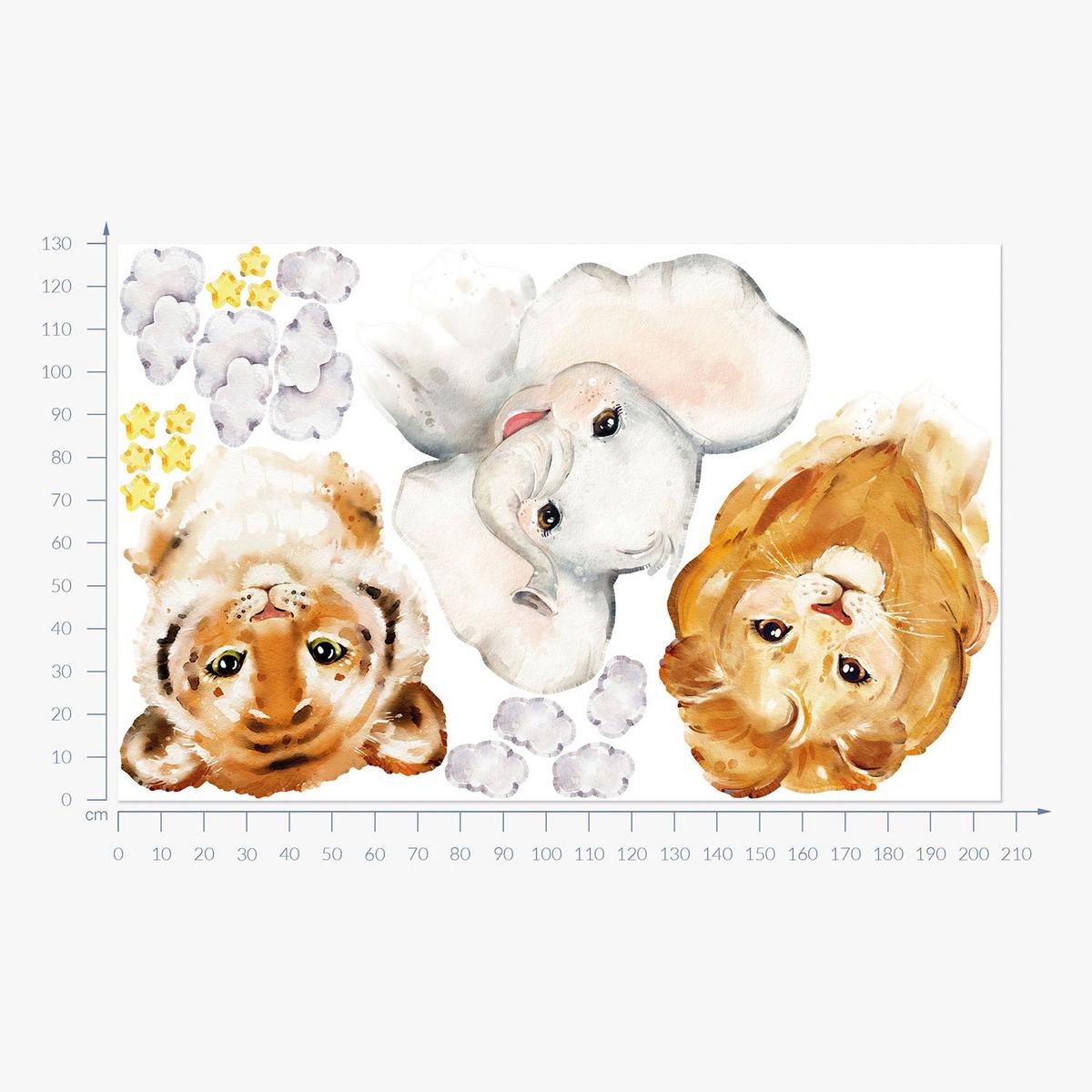 WANDAUFKLEBER 130x206cm - Kleintiere - Multicolor, Kunststoff (130/206/0.1cm) - Wallfluent