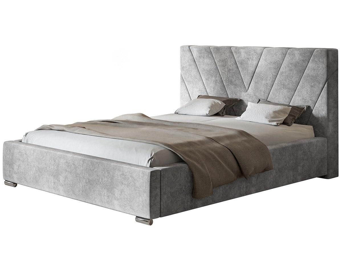 POLSTERBETT Palermo mit Kopfteil, 140x200 cm, Doppelbett mit Bettkasten und Lattenrost aus Holz, Velourstoff Grau - Grau, Holz/Textil (140/200cm) - Alpi-Möbel