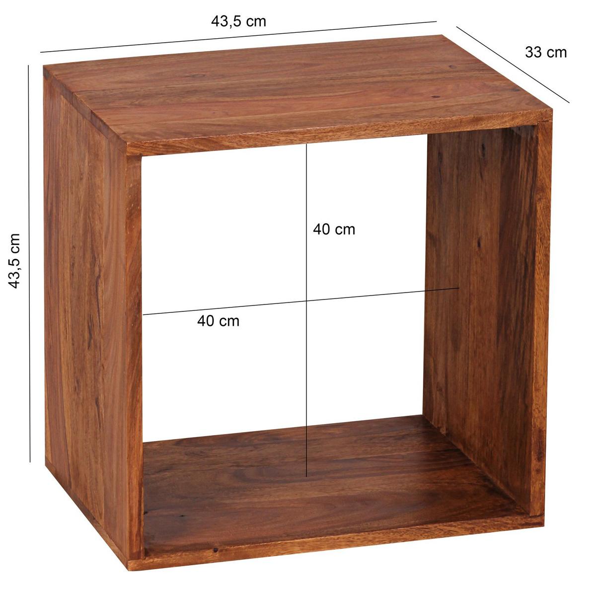 BEISTELLTISCH Massivholz Cube Regal Landhausstil MUMBAI, Dunkelbraun 43x33x43 cm - Dunkelbraun/Braun, Holz (33/43/43cm) - KADIMA DESIGN