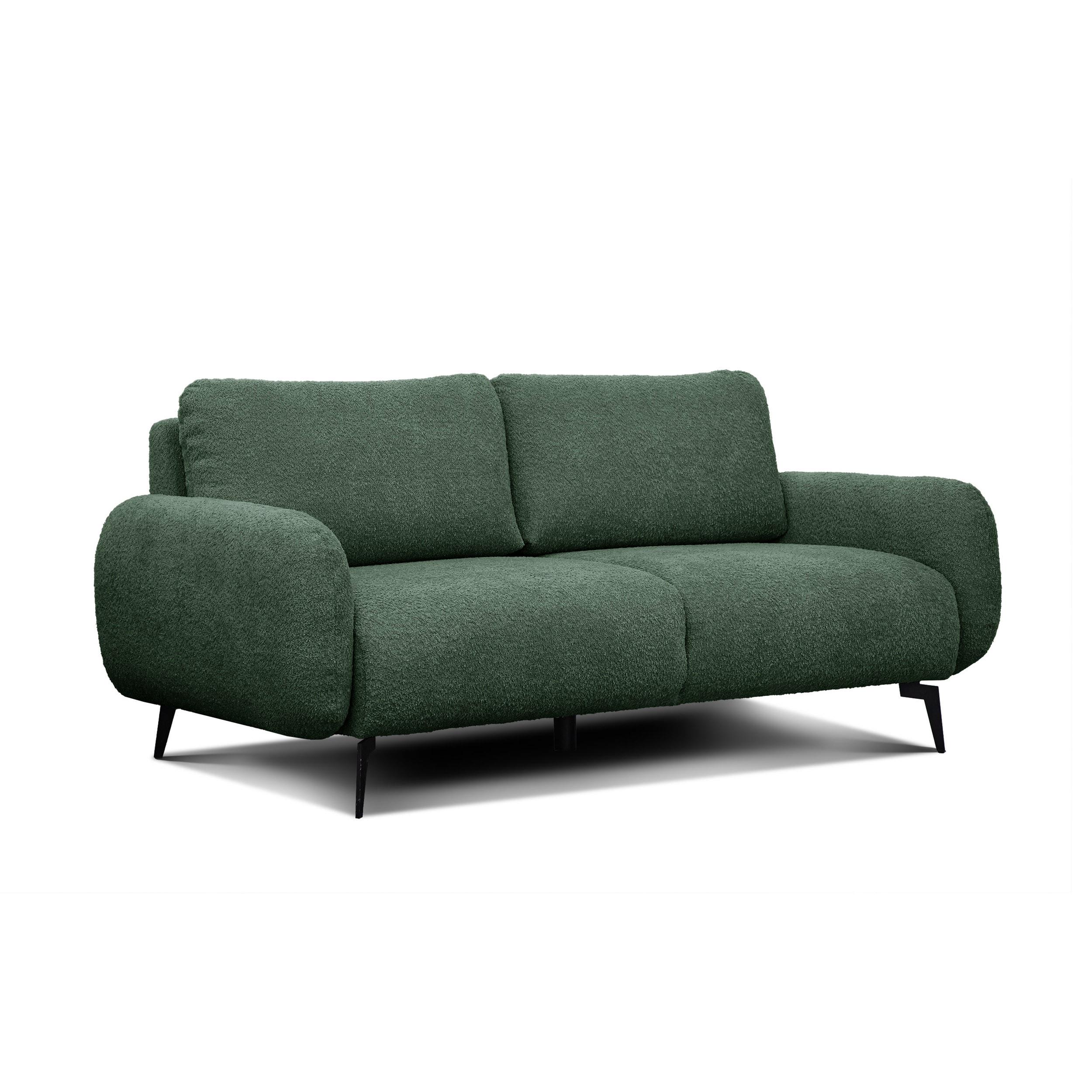 SOFA FEBE 3-Sitzer, olivgrün - Schwarz/Olivgrün, Holz/Textil (190/82/96cm) - Wozimo