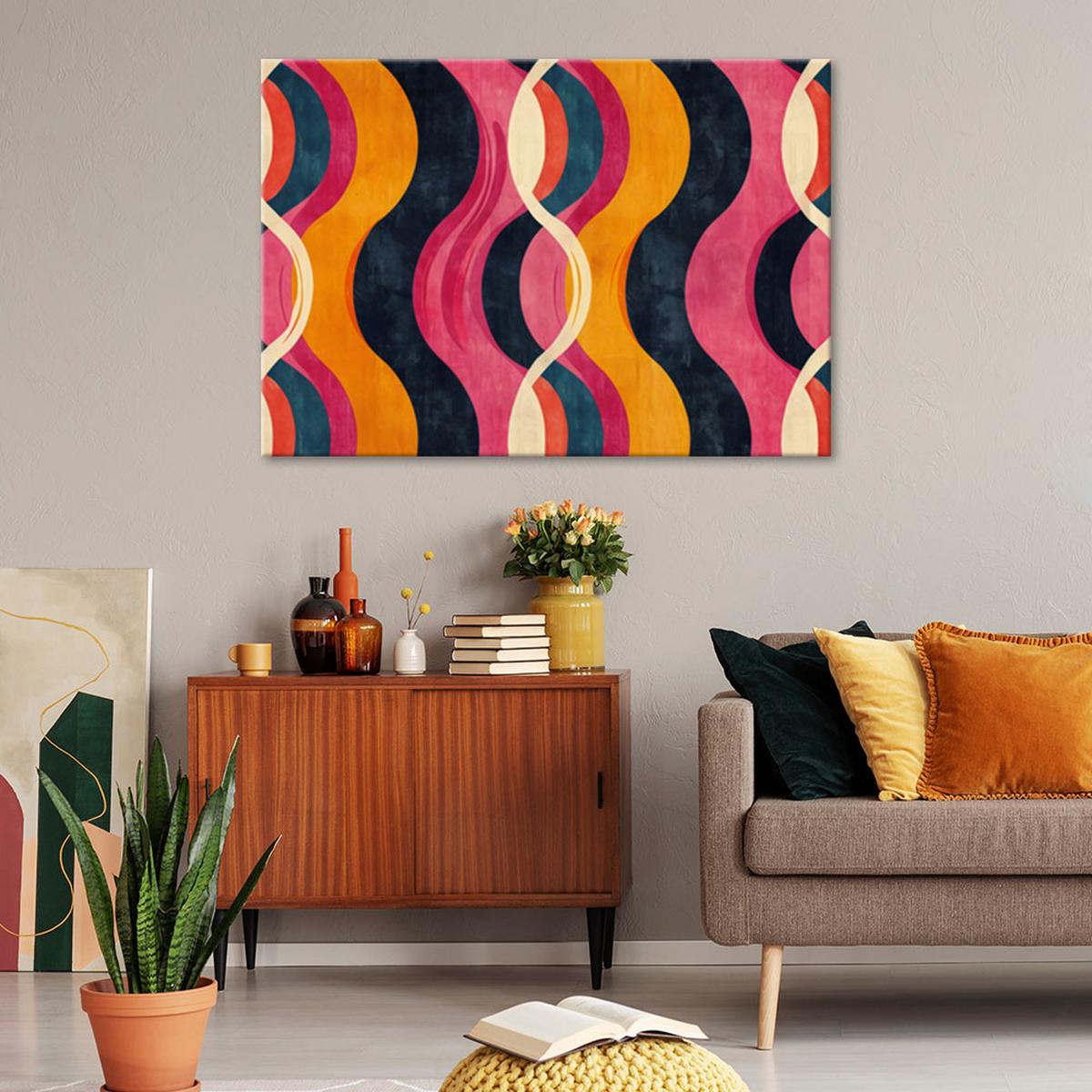 LEINWANDBILD Bunte Vintage Abstraktion 60x40cm - Rosa, Textil (60/40cm) - Feeby