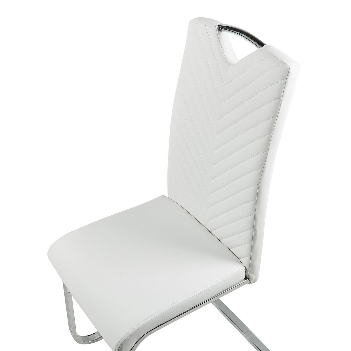 ESSZIMMERSTUHL 2er-Set Kunstleder Weiß Picknes - Weiß, Textil/Metall (43/105/55cm) - Beliani