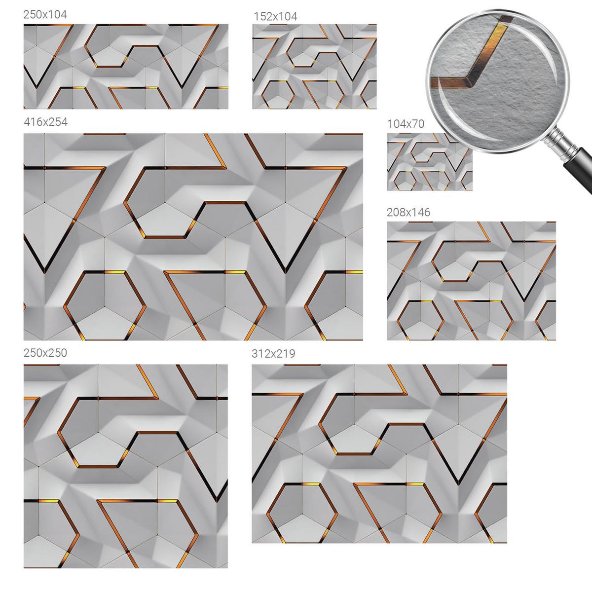 FOTOTAPETE 104x70 cm - Dreidimensionale Muster - Weiß, Textil (104/70cm) - Wallfluent