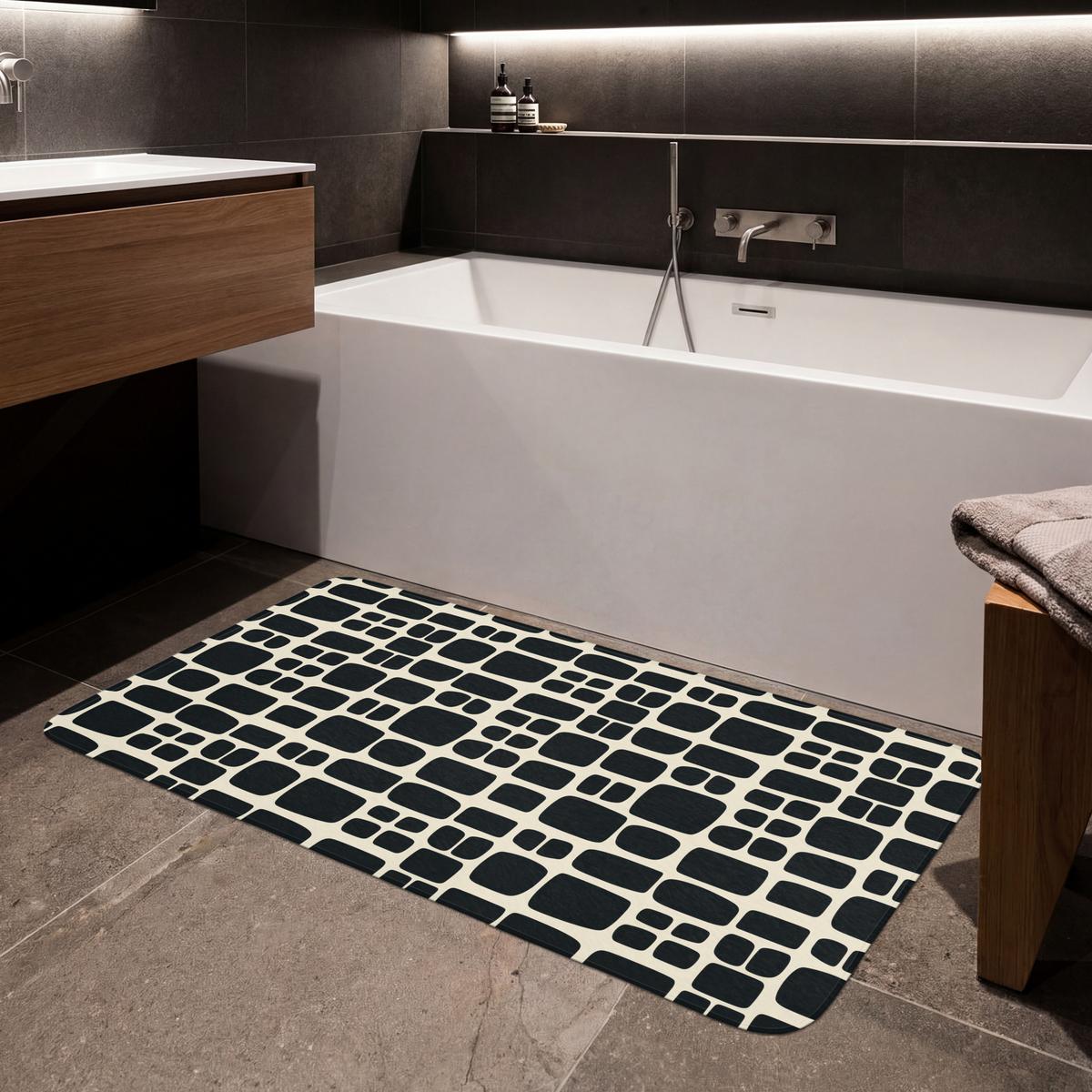BADEMATTE Modern - Bio - Schwarz 120x60 cm - Anthrazit, Textil (120/60cm) - OnlyWow