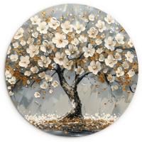WANDBILD Baum - Gold - Blumen - Abstrakt - Kunst Deko Groß 150x150 cm - Goldfarben, Kunststoff (150/150cm) - MuchoWow