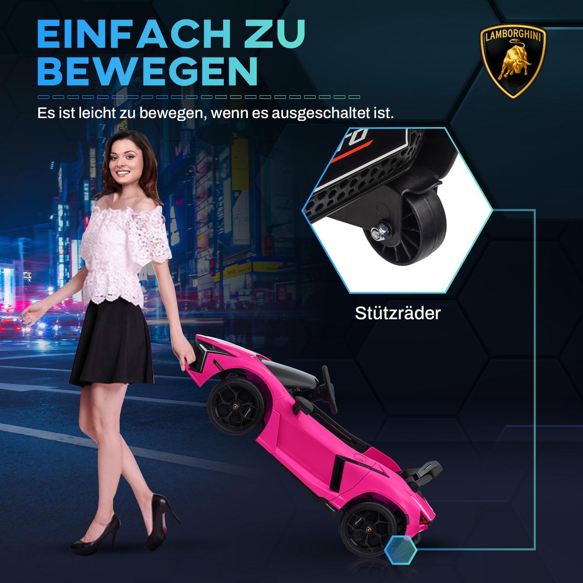 KINDER Elektroauto 12V Kinderauto mit 2,4G Fernbedienung, Musik, Rosa - Rosa, Metall (105/60/40cm) - AIYAPLAY