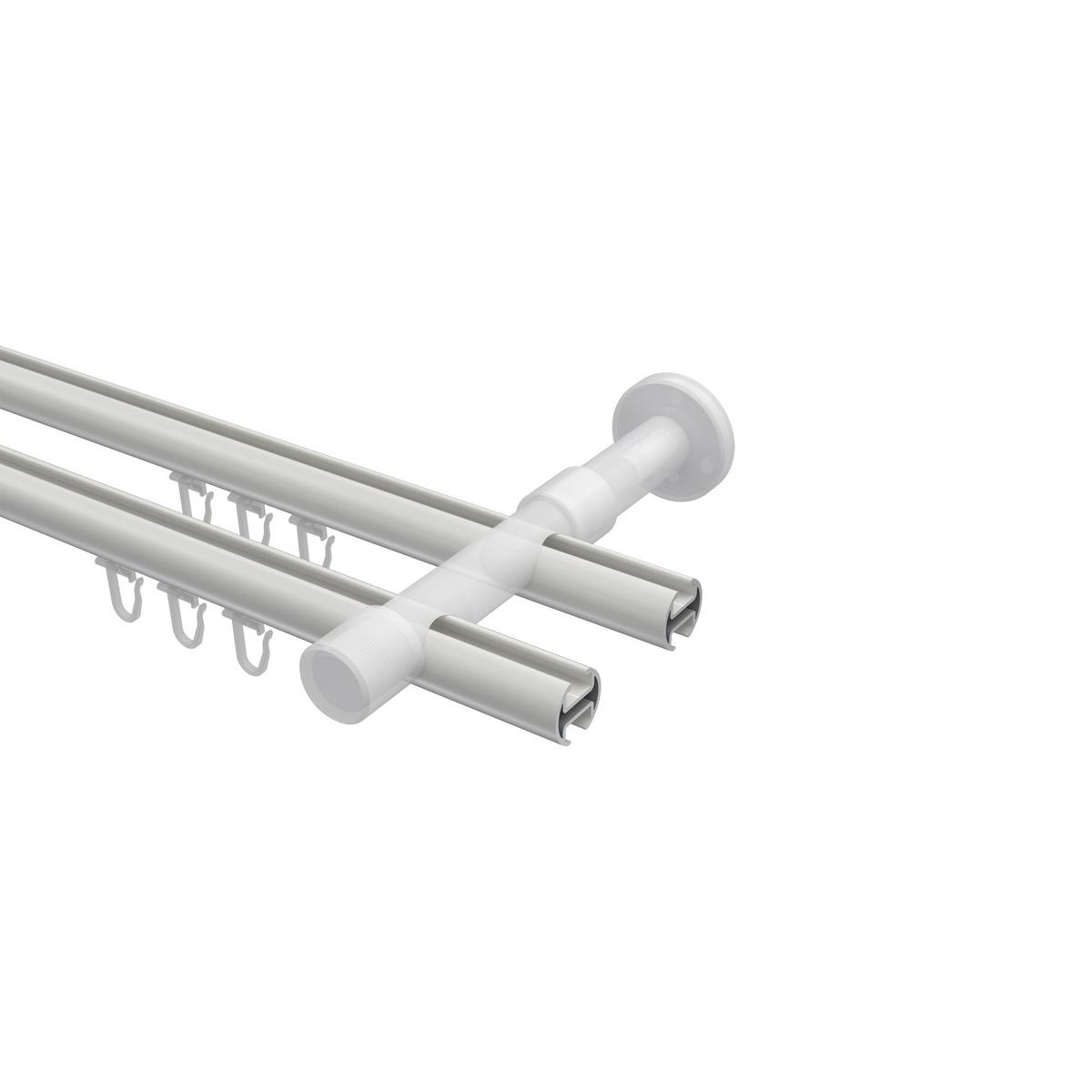 GARDINENSTANGE INNENLAUF Prestige Estana 360 cm (geteilt in 2 x 180 cm), 2-läufig, 20 mm Ø Weiß - Weiß, Metall (360cm) - INTERDECO
