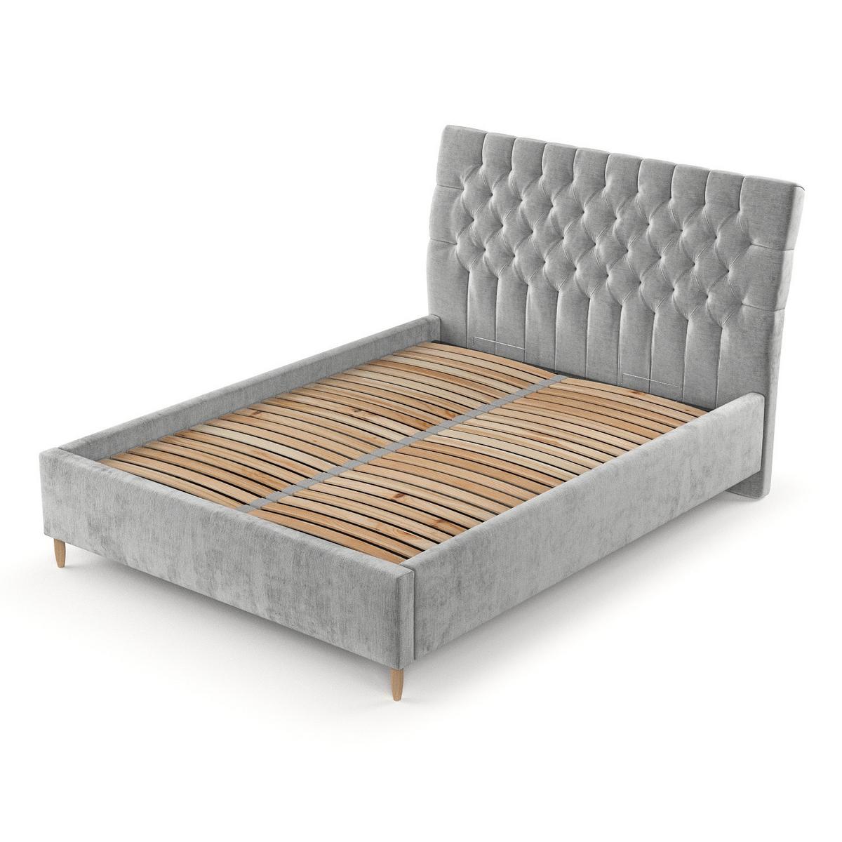 POLSTERBETT Lira 140/200 cm Hellgrau im Lotta Stoff - Hellgrau/Naturfarben, Holz/Holzwerkstoff (140/200cm) - AltaBeds