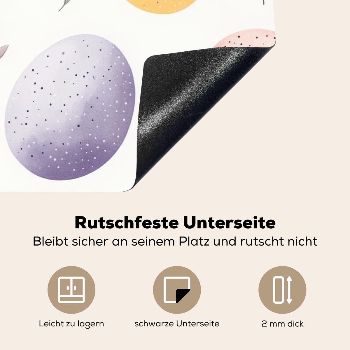HERDABDECKPLATTE Eier - Bunt - Muster Ceranfeldabdeckung 76x51.5 cm - Weiß, Kunststoff (76/51.5/0.2cm) - MuchoWow
