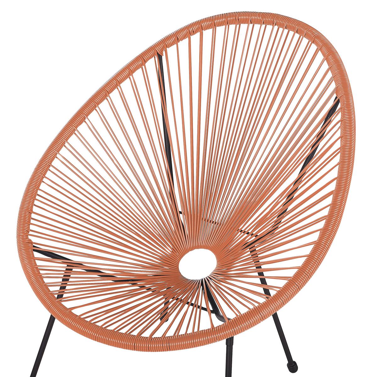 RATTANSTUHL Kunststoff orange 70 cm Acapulco II - Schwarz/Orange, Kunststoff (70/87/90cm) - Beliani