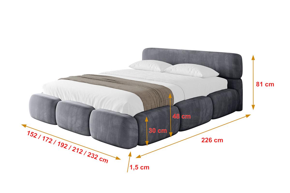 POLSTERBETT mit Bettkasten und Lattenrost, Boxbett ohne Matratze - ELVA-v1 180x200 Dunkelgrau - Dunkelgrau, Holzwerkstoff/Textil (180/200cm) - ALTDECOR