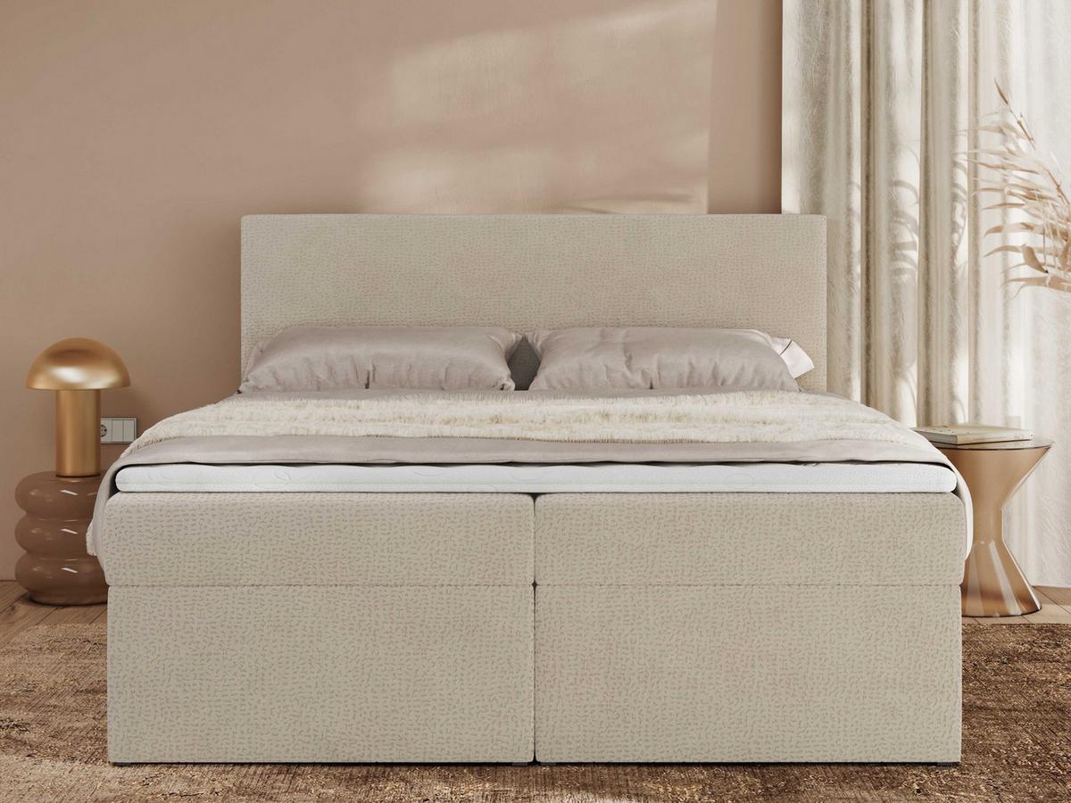 BOXBETT JAGUAR 140/200 - Beige Struktur - H3 - Beige, Holz/Textil (140/200cm) - MKS