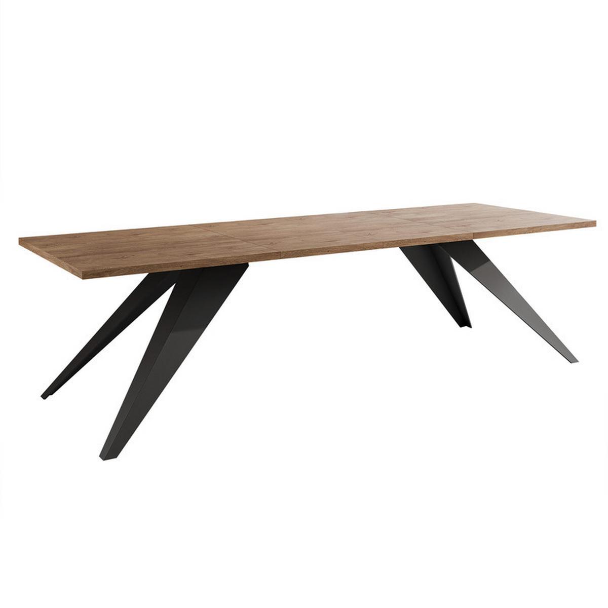 AUSZIEHTISCH XANDRO 160/90/76 cm mit Metallgestell, Schwarz / Lefkas-Eiche - Schwarz/Eiche San Remo, Holzwerkstoff/Metall (90/160/76cm) - Idohome