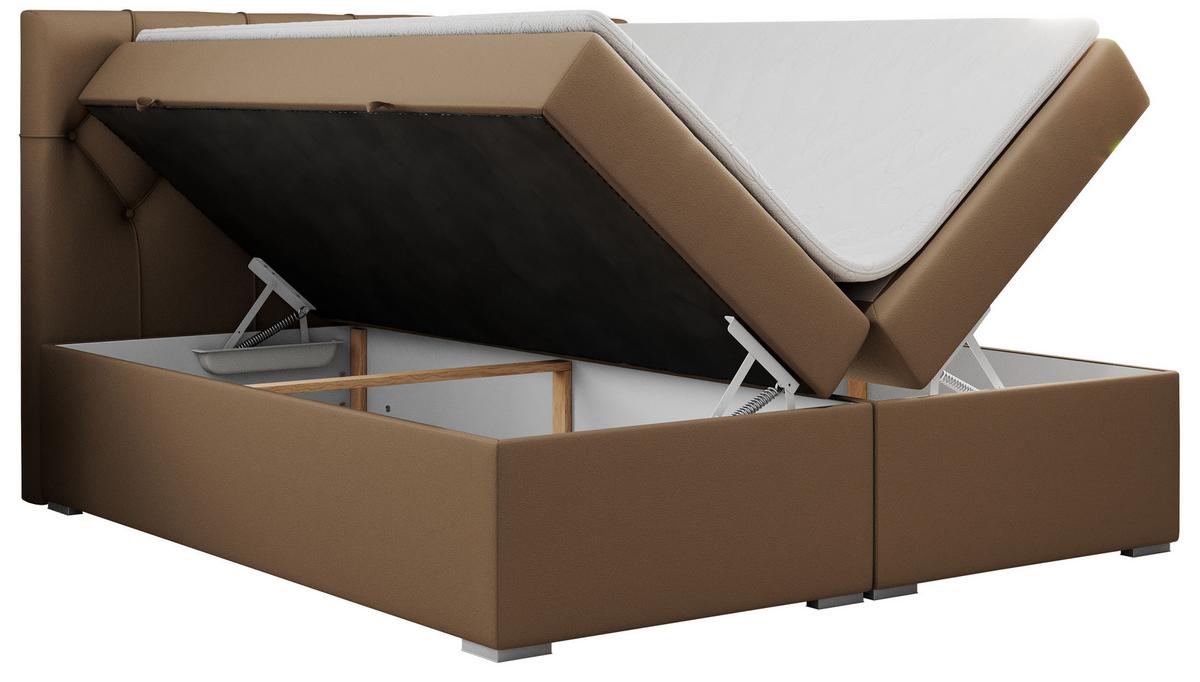 BOXBETT ALDA 160/200 Braun Kunstleder - H3 - Braun, Holz/Textil (160/200cm) - MKS