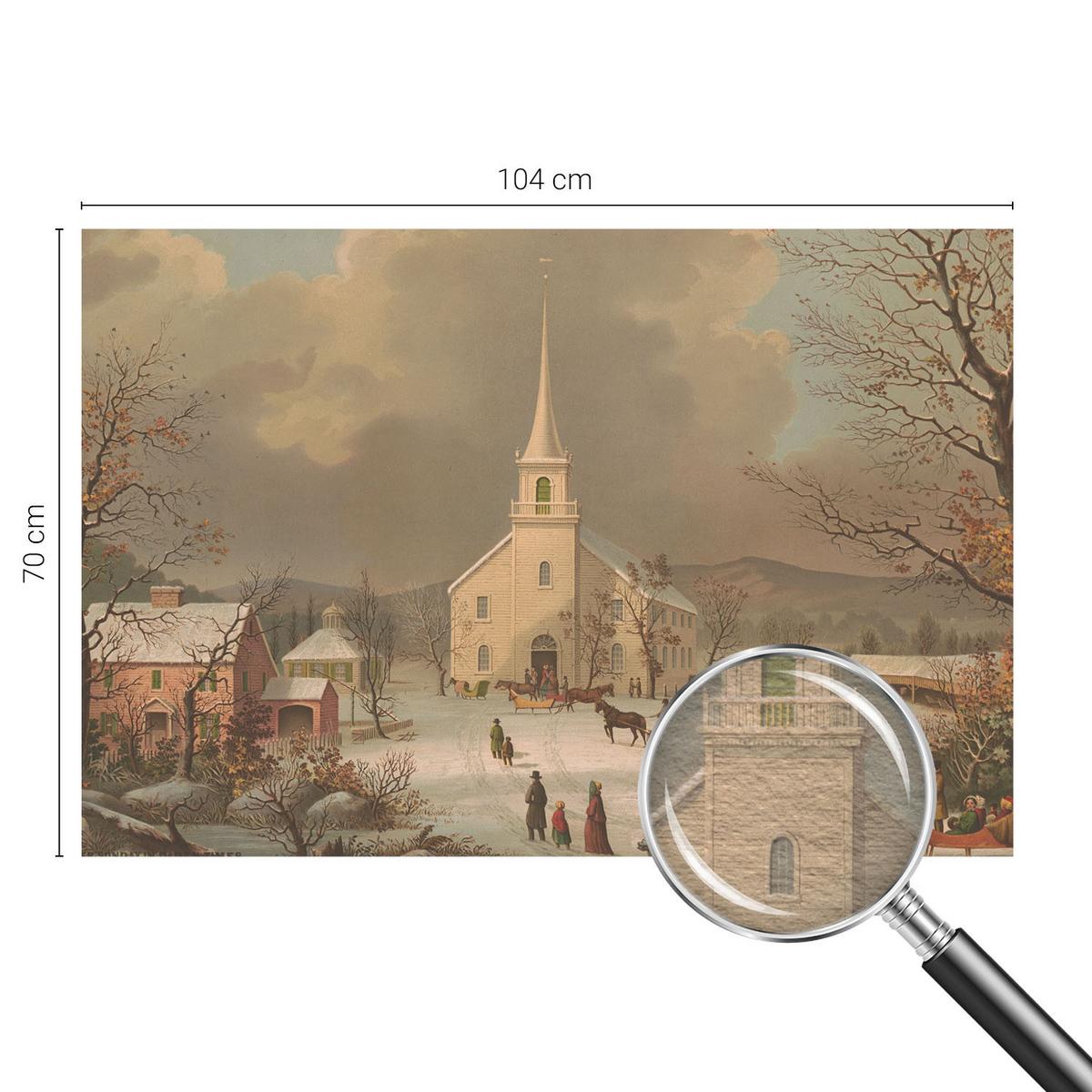 FOTOTAPETE 104x70 cm - Winterlandschaft - Braun, Textil (104/70cm) - Wallfluent