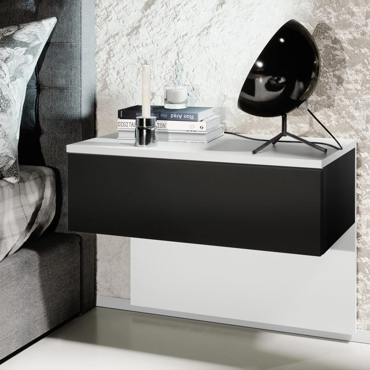 NACHTTISCH Sleep Fronten in Schwarz matt - Schwarz, Holzwerkstoff (60/46/35cm) - Vladon