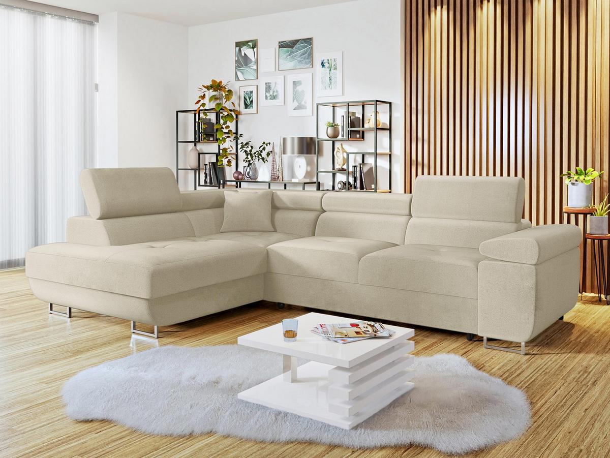 ECKSOFA Torezio, Seite: Links - Beige, Holz/Textil (274/203cm) - MIRJAN24