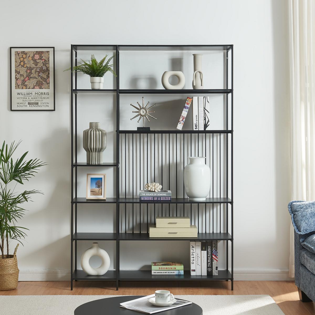 STANDREGAL Rælingen - Schwarz, Metall (120/180/32.5cm) - [en.casa]