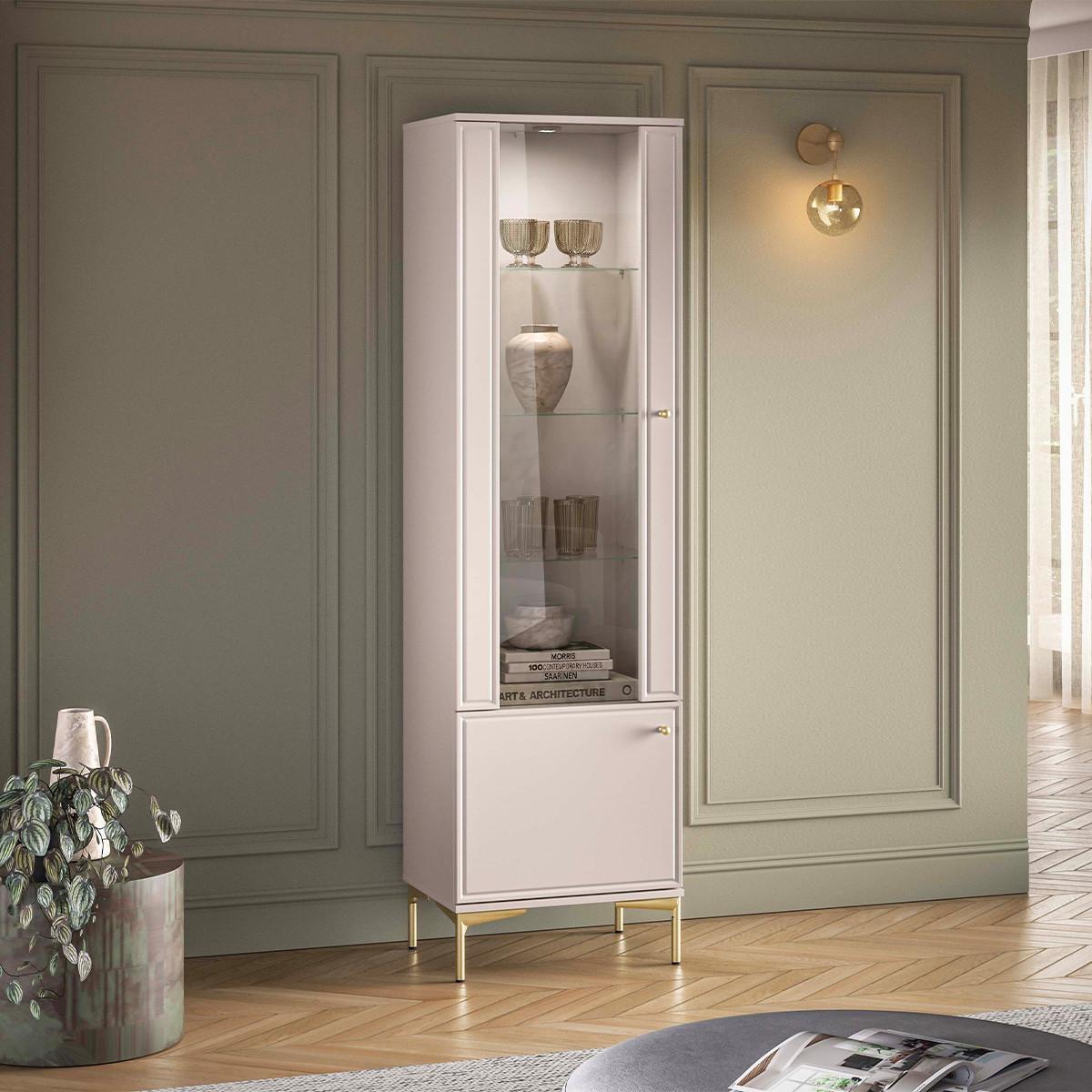 VITRINE Sélène Kaschmir - Beige, Holzwerkstoff (54/190/40cm) - Petits-meubles