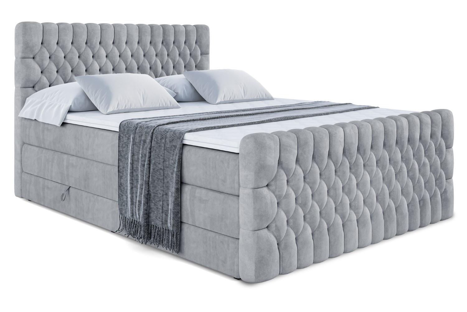 BOXSPRINGBETT SERENE-Z KING - 140 x 200 - H3/H4 - Grau - Grau, Holzwerkstoff (140/200cm) - ALTDECOR