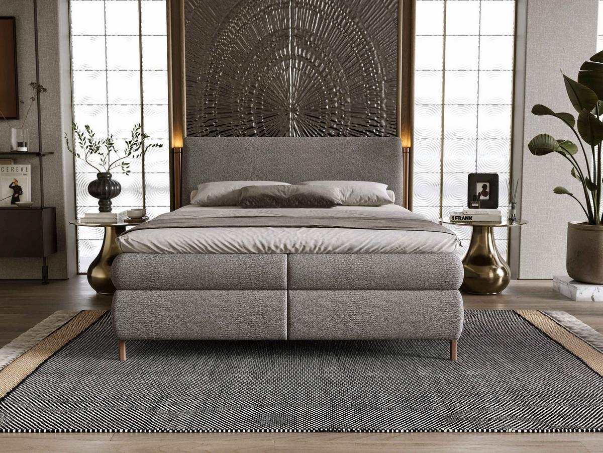 BOXBETT Evia - H3 - Braun/Grau, Holzwerkstoff/Textil (160/200cm) - MIRJAN24