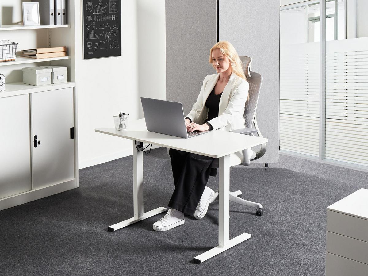 SCHREIBTISCH elektrisch höhenverstellbar 120/60 cm Weiß Tavares - Weiß, Holzwerkstoff/Metall (60/120/75cm) - Beliani