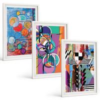 BILDER SET 3er Set - 40x60 cm Weißer Rahmen - Bunte abstrakte Kreise Geometrie - Weiß, Kunststoff (40/60cm) - TULUP