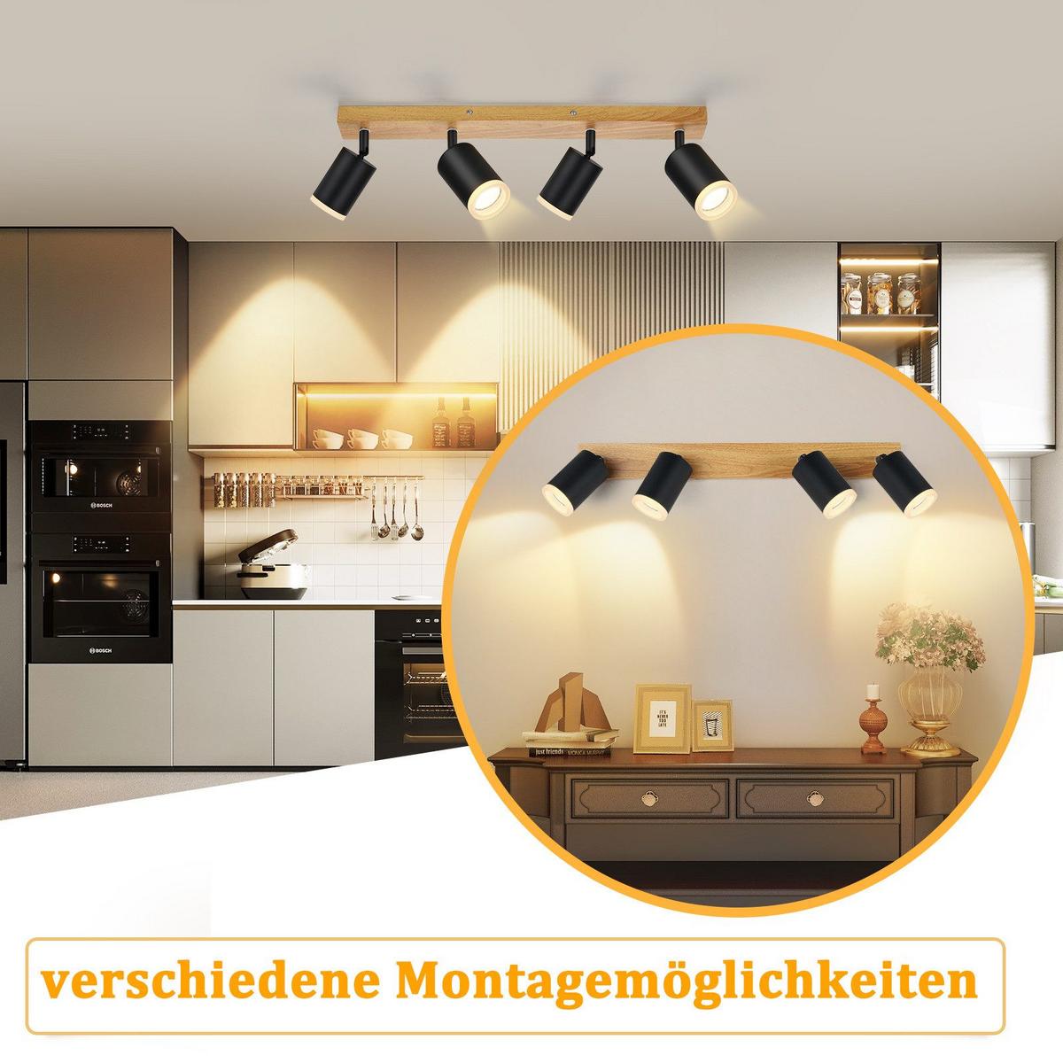 DECKENSTRAHLER Barsinghausen 4-flammig 54/6/15 cm - Schwarz, Metall (54/6/15cm) - Nettlife