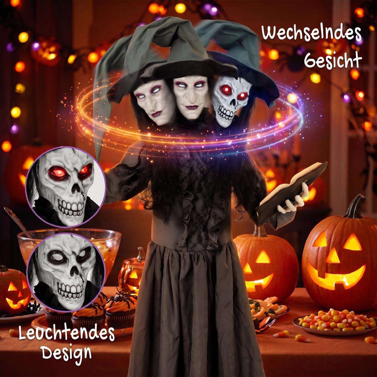 HALLOWEEN-HEXE Metall Polyesterfaser Dunkelgrau - Dunkelgrau, Metall (18/180/70cm) - HOMCOM