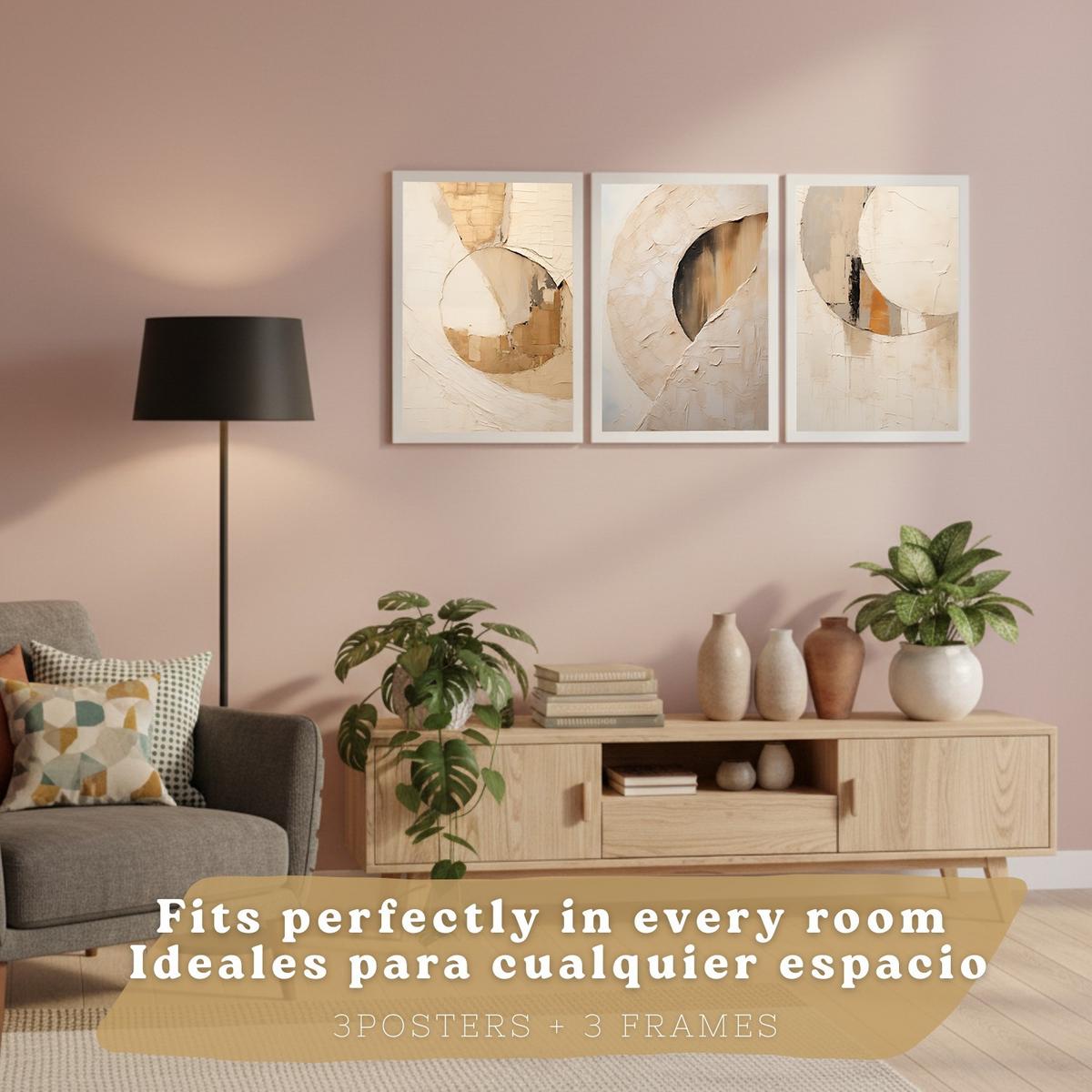 POSTER Set of 3 Abstract Geometric Wall Art Prints Modern Living Room Bedroom Kitchen Bathroom Decor Rahmenlos A3 - Weiß, Papier (29.7/1/42cm) - Nacnic