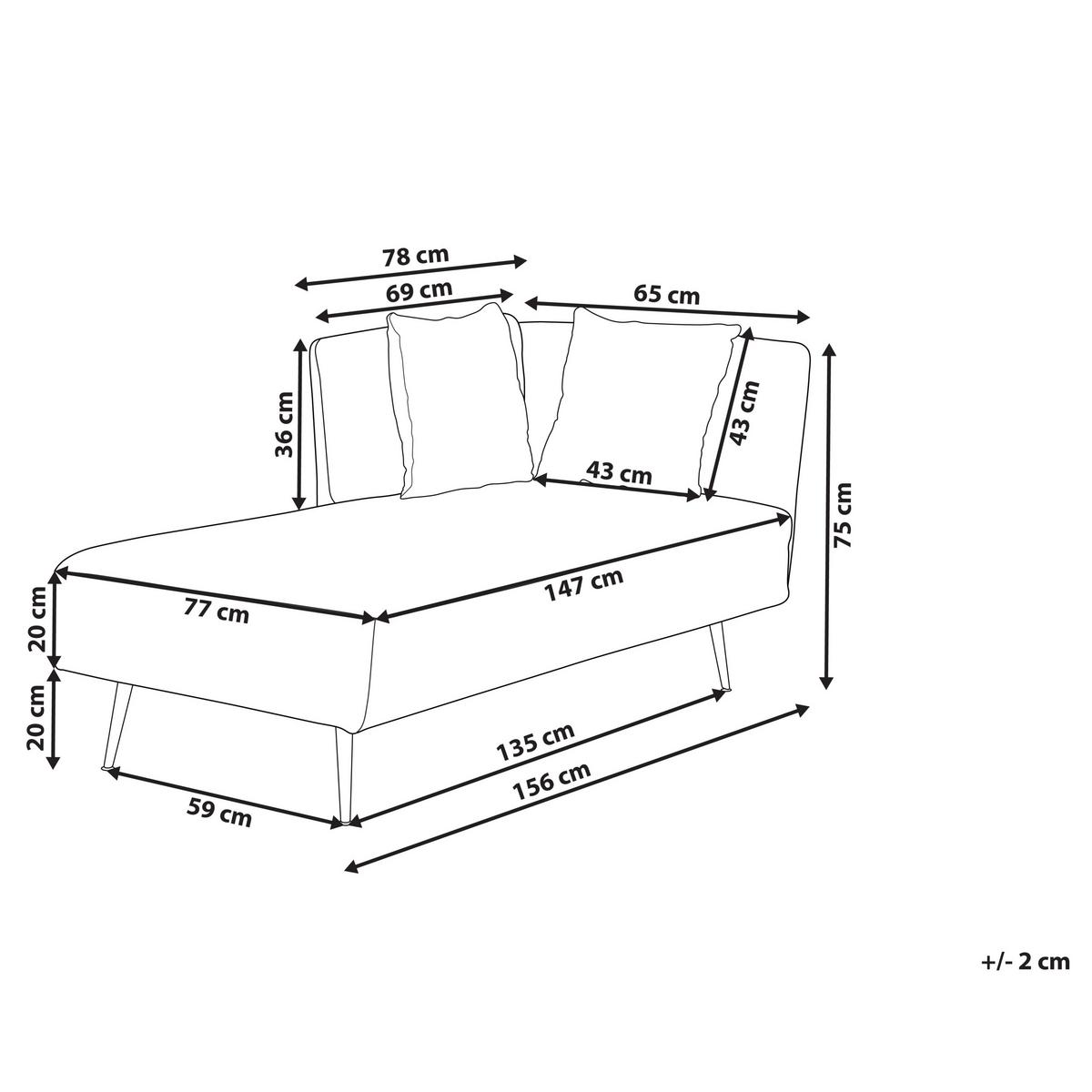 CHAISELONGUE cremeweiß rechtsseitig Riom - Schwarz/Weiß, Textil (156/75/77cm) - Beliani