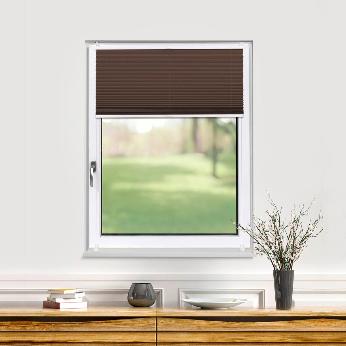 PLISSEE Thermo Basic 75 x 150cm Klemmfix ohne Bohren - Hellbraun, Textil (75/150/150cm) - Deco-Raum