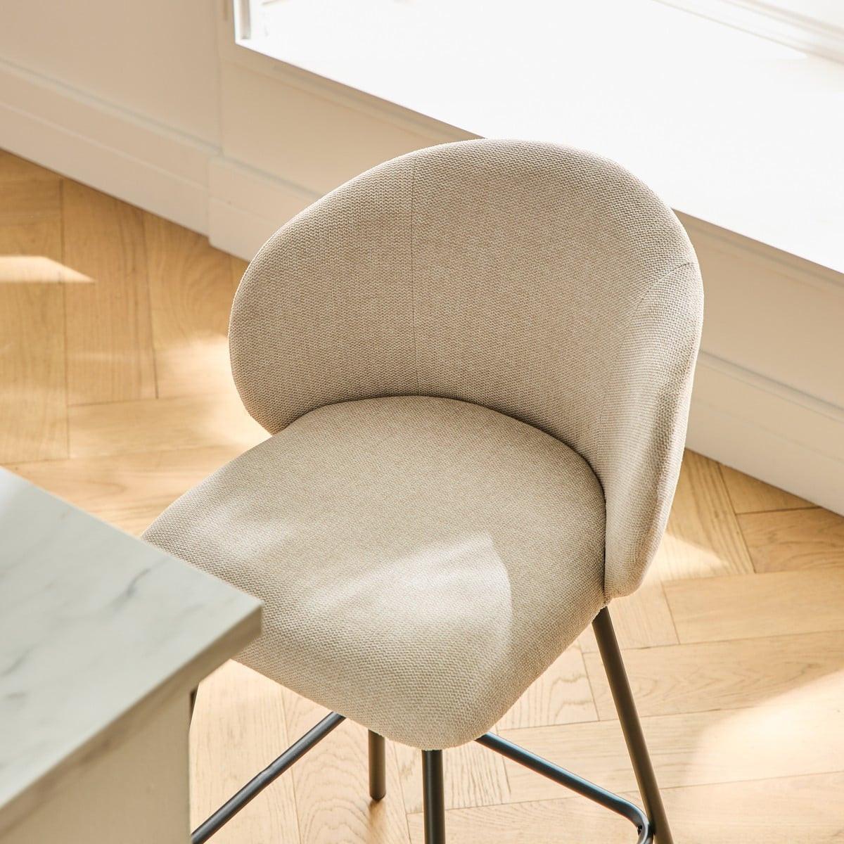 2ER-SET Hocker aus meliertem Stoff mit Metallbeinen Sorrel 53/50/89 cm - Beige, Holzwerkstoff (50/89/51cm) - Calicosy