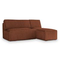 ECKSOFA BRISO T Braun Kordstoff mit Schlaffunktion - Braun/Grau, Holz/Kunststoff (200/140cm) - MASSENO