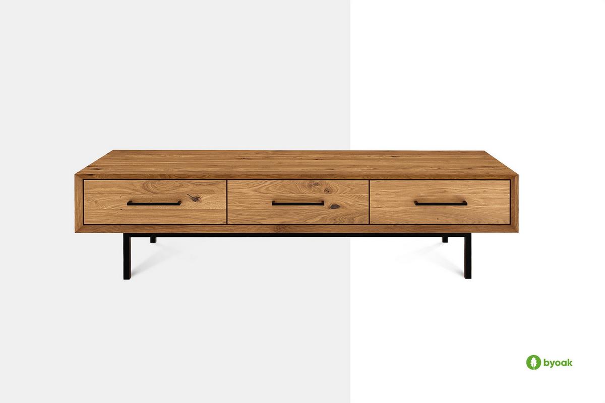 KOMMODE NIEDRIG LEON Wildeiche - Wildeiche, Holz (144/35/45cm) - byoak