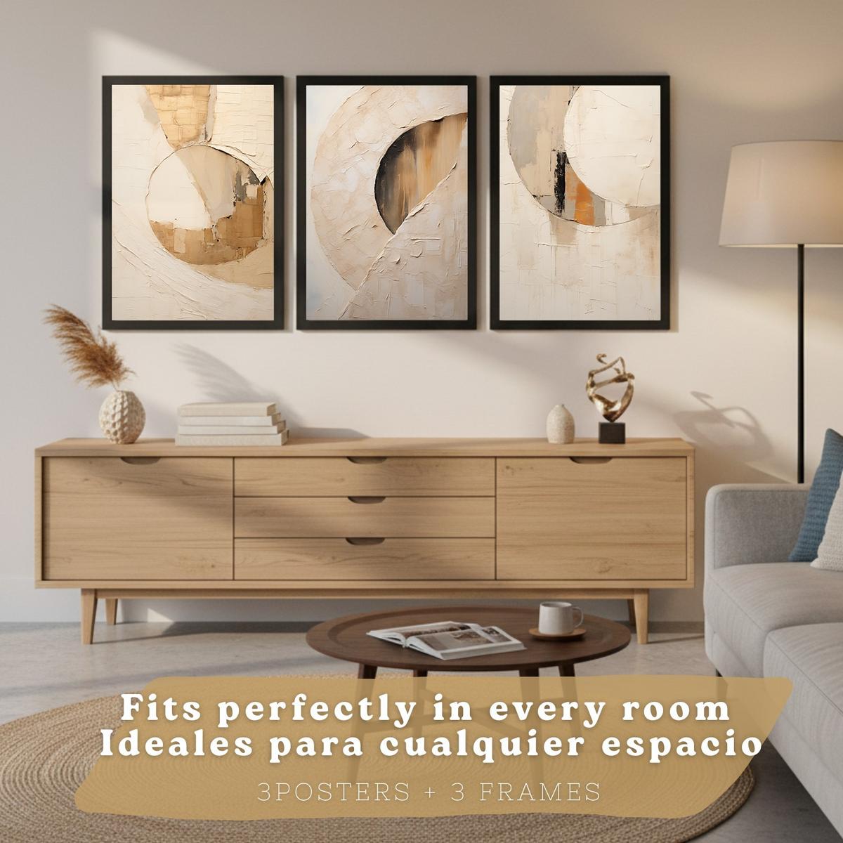 POSTER Set of 3 Abstract Geometric Wall Art Prints Modern Living Room Bedroom Kitchen Bathroom Decor Rahmenlos A3 - Schwarz, Papier (29.7/1/42cm) - Nacnic