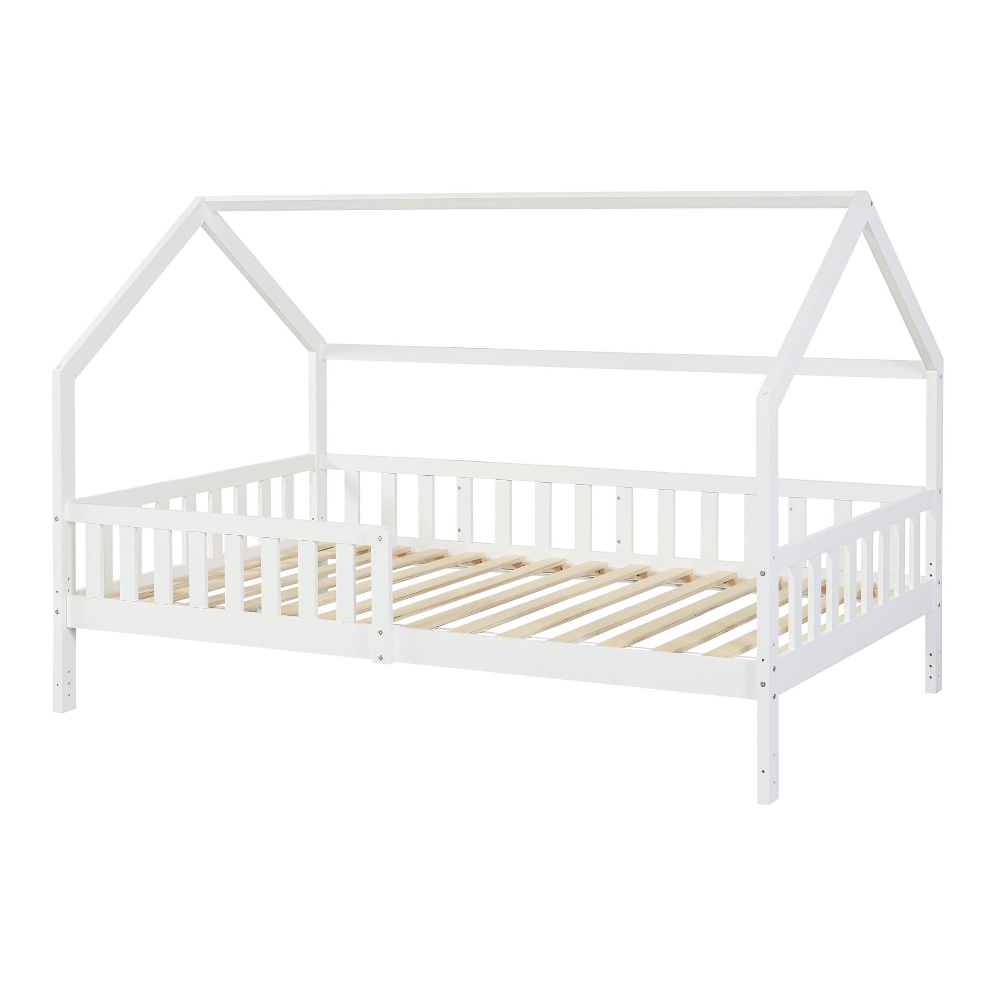 HAUSBETT Ydre - Weiß, Holz (120/200cm) - [en.casa]