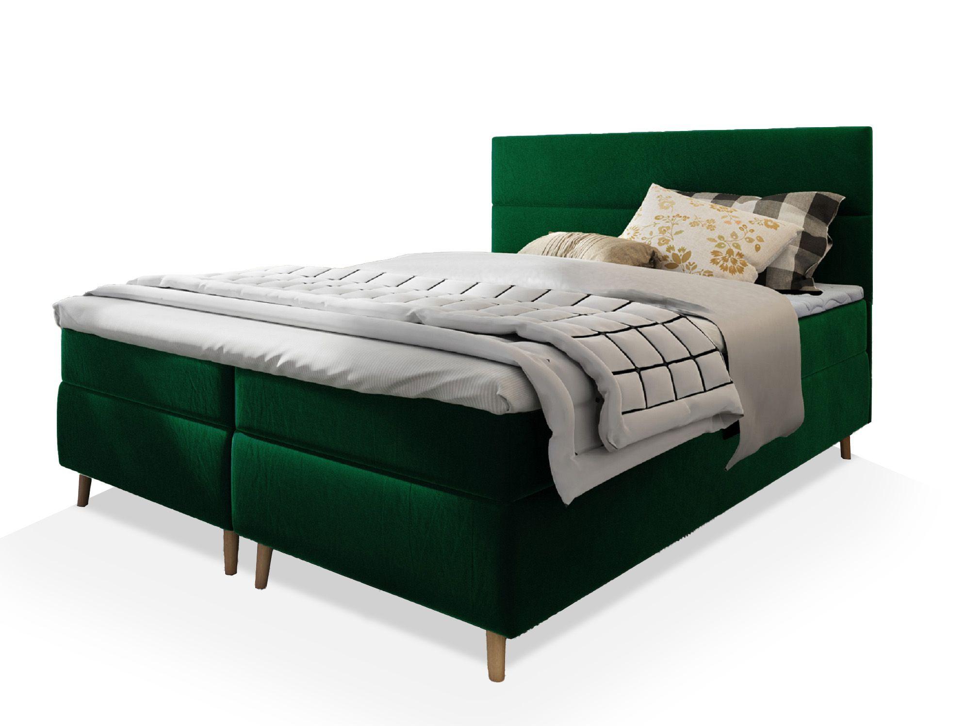 BOXBETT SANTA 180x200 cm mit Matratze und Topper - Grün - Grün, Holz (180/200cm) - MASSENO