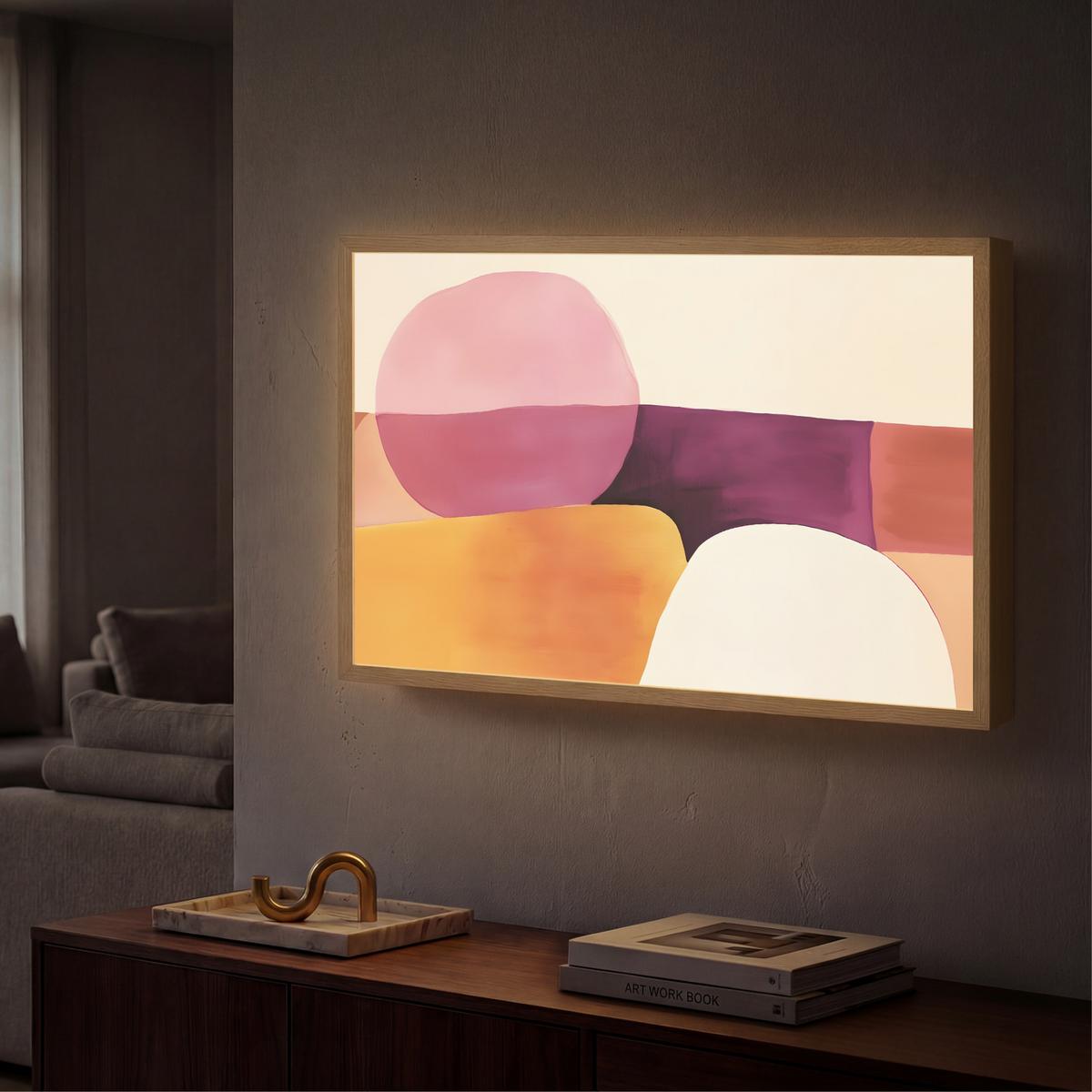 WANDLEUCHTE MIT AKKU Formen - Abstrakt - Farbenfroh 60x40 cm - Rosa, Holzwerkstoff (60/40/8cm) - OnlyWow
