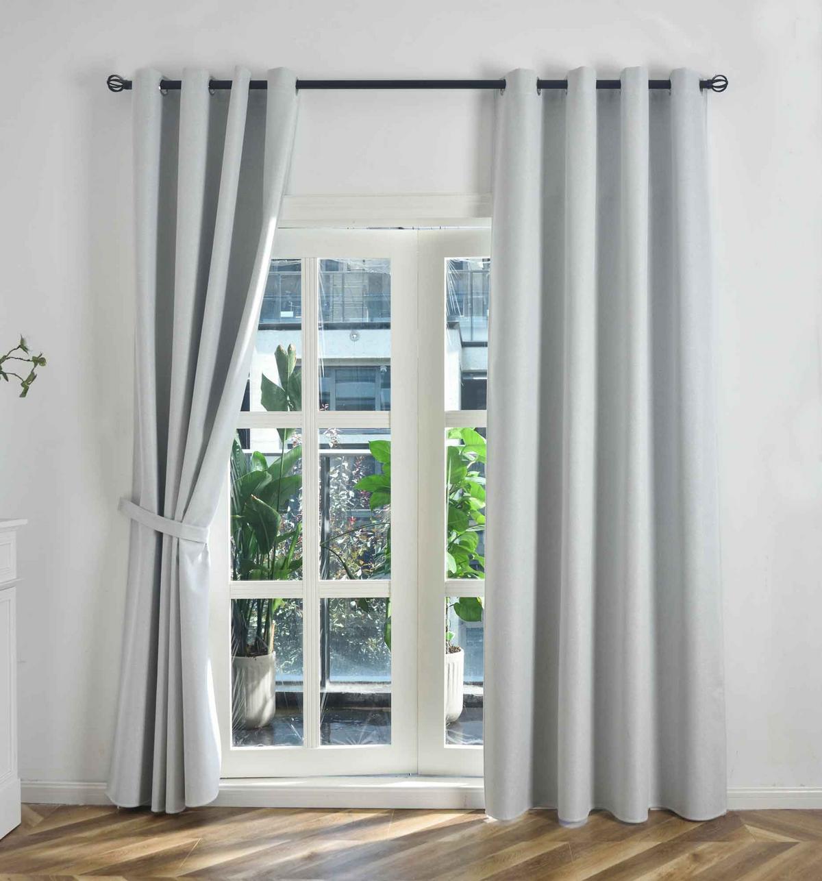 VORHANG 2ER SET »München Dark« HxB 175x145 cm Stein - Hellgrau, Textil (145/175cm) - Gardinenbox