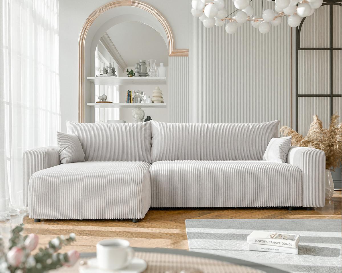 ECKSOFA mit Schlaffunktion und Bettkasten, Beige - Beige, Holzwerkstoff/Textil (145/278cm) - Idohome