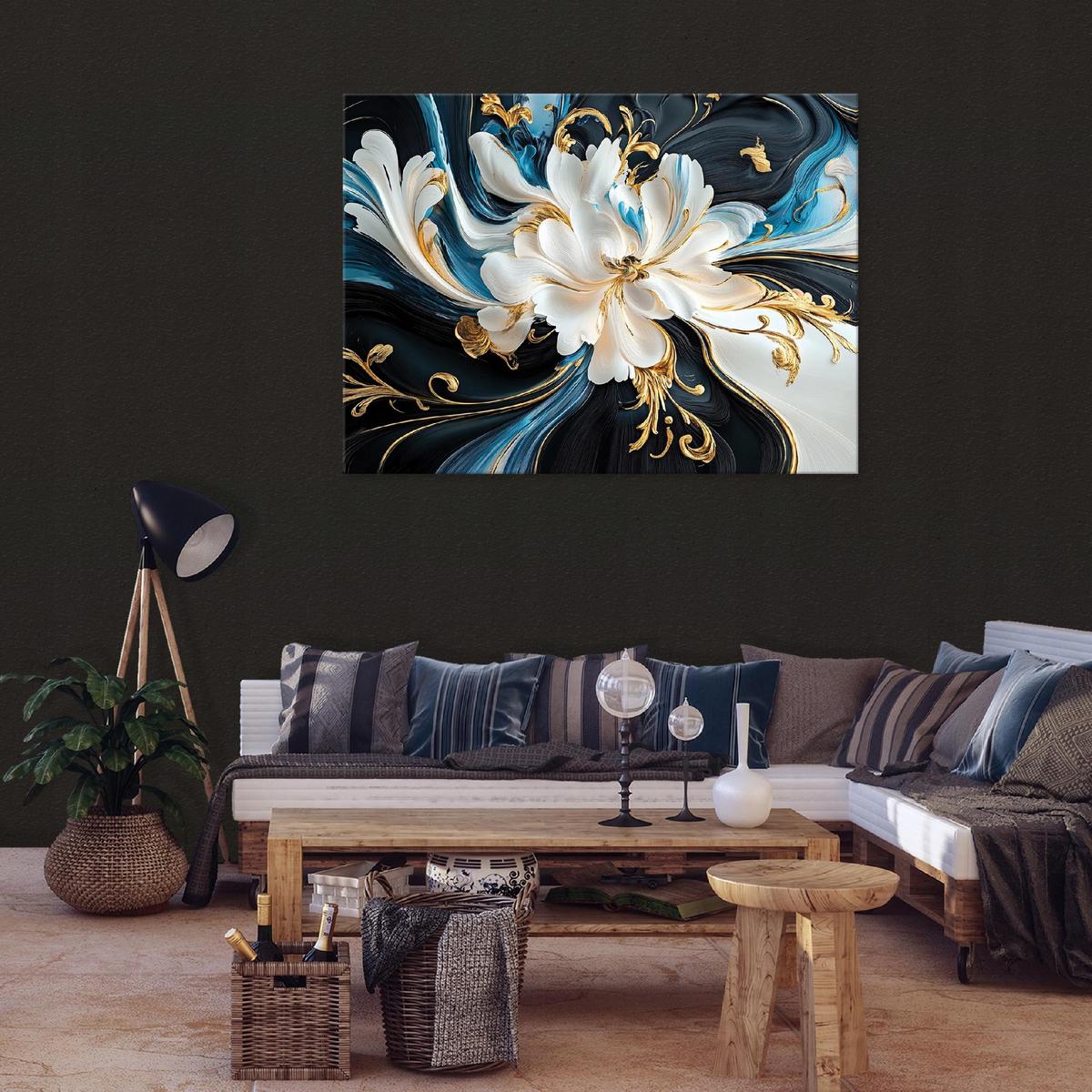 LEINWANDBILD Abstrakt Blumen Wohnzimmer 100x70 - Multicolor, Holzwerkstoff (100/70cm) - Wallarena