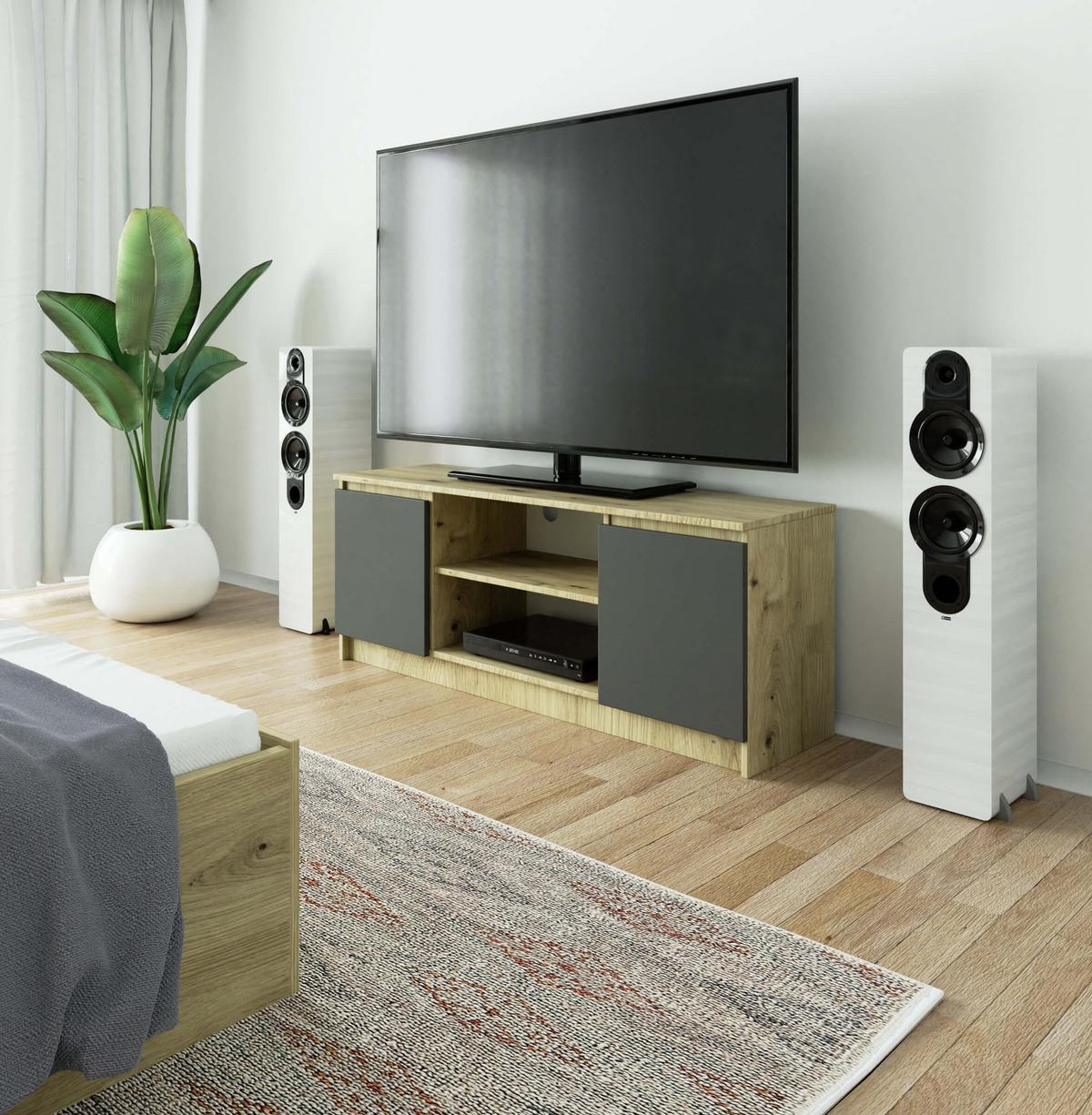 LOWBOARD Eiche Artisan, Graphit Grau 55/140/40 - Eiche Artisan, Holzwerkstoff (140/55/40cm) - RAUMHIRSCH FURNITURE