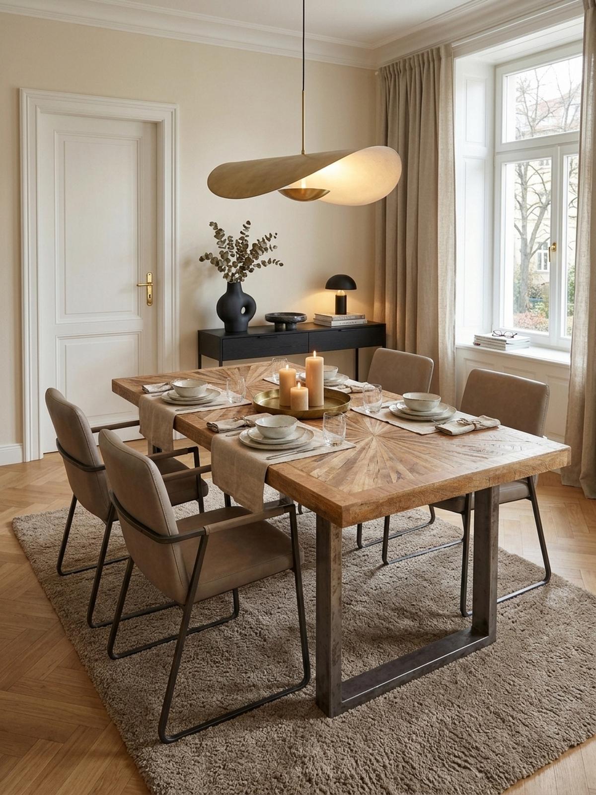 ESSTISCH Massivholz Edelstahlbeine Rustikal, Braun 180x90x76 cm - Anthrazit/Braun, Holz/Metall (90/180/76cm) - KADIMA DESIGN